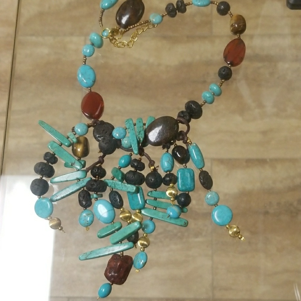 Handmade Turquoise Jasper Natural Stone Necklace - Picture 1 of 12